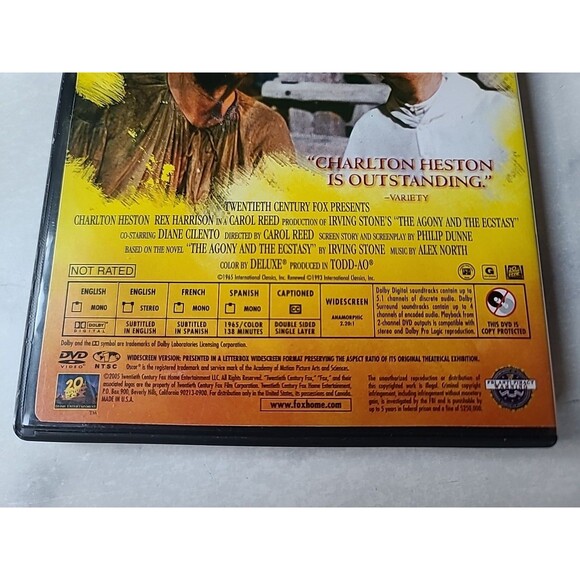 The Agony and the Ecstasy (DVD, 1965) - Picture 4 of 10